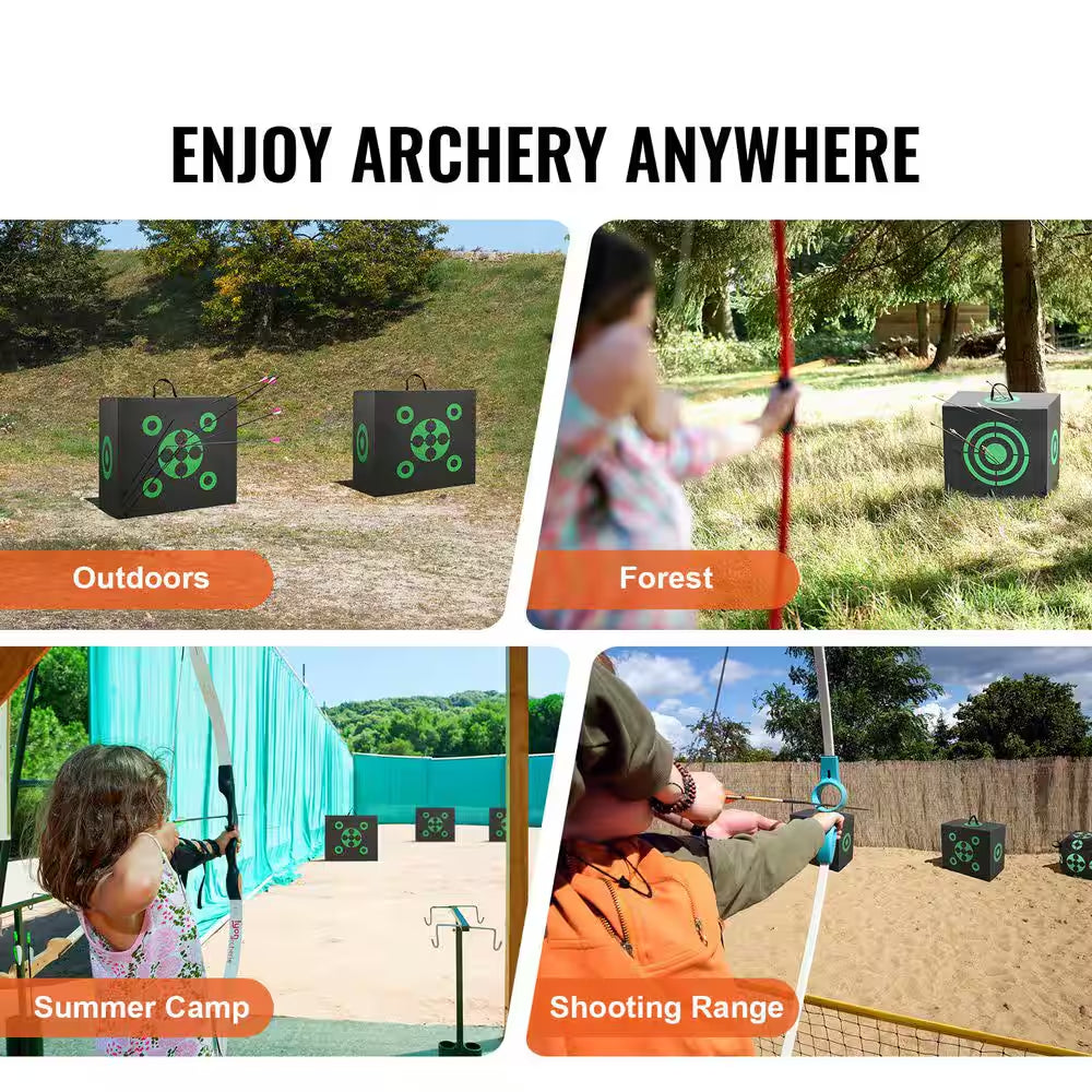 Archery Target, 16 X 18 In. All-Side Shotting Archery Arrow Target, Outdoor Portable Archery Target with Handle, Black