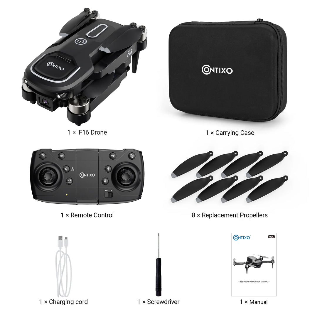 F16 Stunt Drones for Adults and Kids with 1080P Camera &amp; Brushless Motor, 17-Minute Flight Time, Graphite