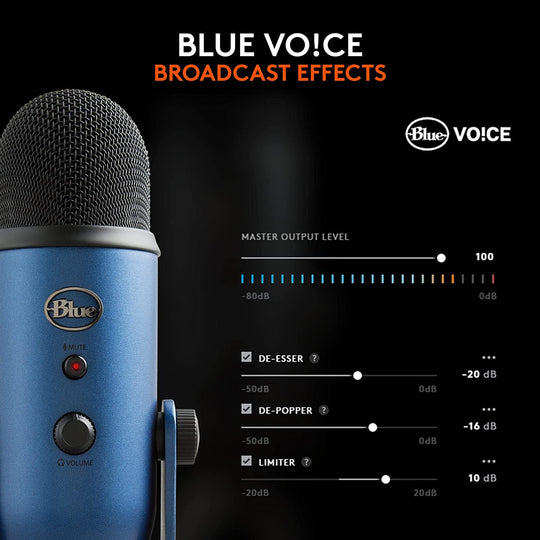Logitech Creators Blue Yeti USB Microphone for Gaming, Streaming, Podcast, Youtube, Discord, PC, Studio Sound, Plug &amp; Play-Midnight Blue