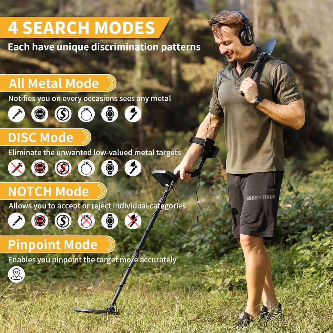 Upgraded Metal Detector for Adults Professional - High Accuracy Gold Finder with DSP Chip &amp; 10" IP68 Waterproof Search Coil, 12" Deep Detection and 60" Adjustable Length for Beach &amp; Yard
