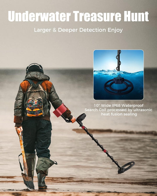Professional Metal Detector for Adults, Gold Metal Detectors Lightweight with LCD Display, Pinpoint &amp; Disc &amp; Notch &amp; All Metal 5 Modes, Battery Included