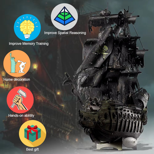 3D Metal Puzzle the Flying Dutchman Model Building Blocks Pirate Ship Jigsaw for Teens Brain Teaser DIY Toys