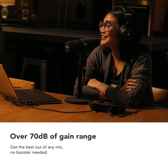 Focusrite Vocaster One — Podcasting Interface for Recording as a Solo Creator. Use Auto Gain, Enhance, and Mute for Easy Podcasting. Small, Lightweight, and Powered by Computer