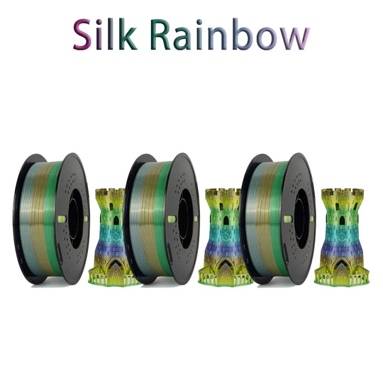 Tri-Color Dual-Color Silk Rainbow PLA Filament 1.75Mm Accuracy+/-0.03Mm 3D Printer Filament Compatible with Most FDM Printers