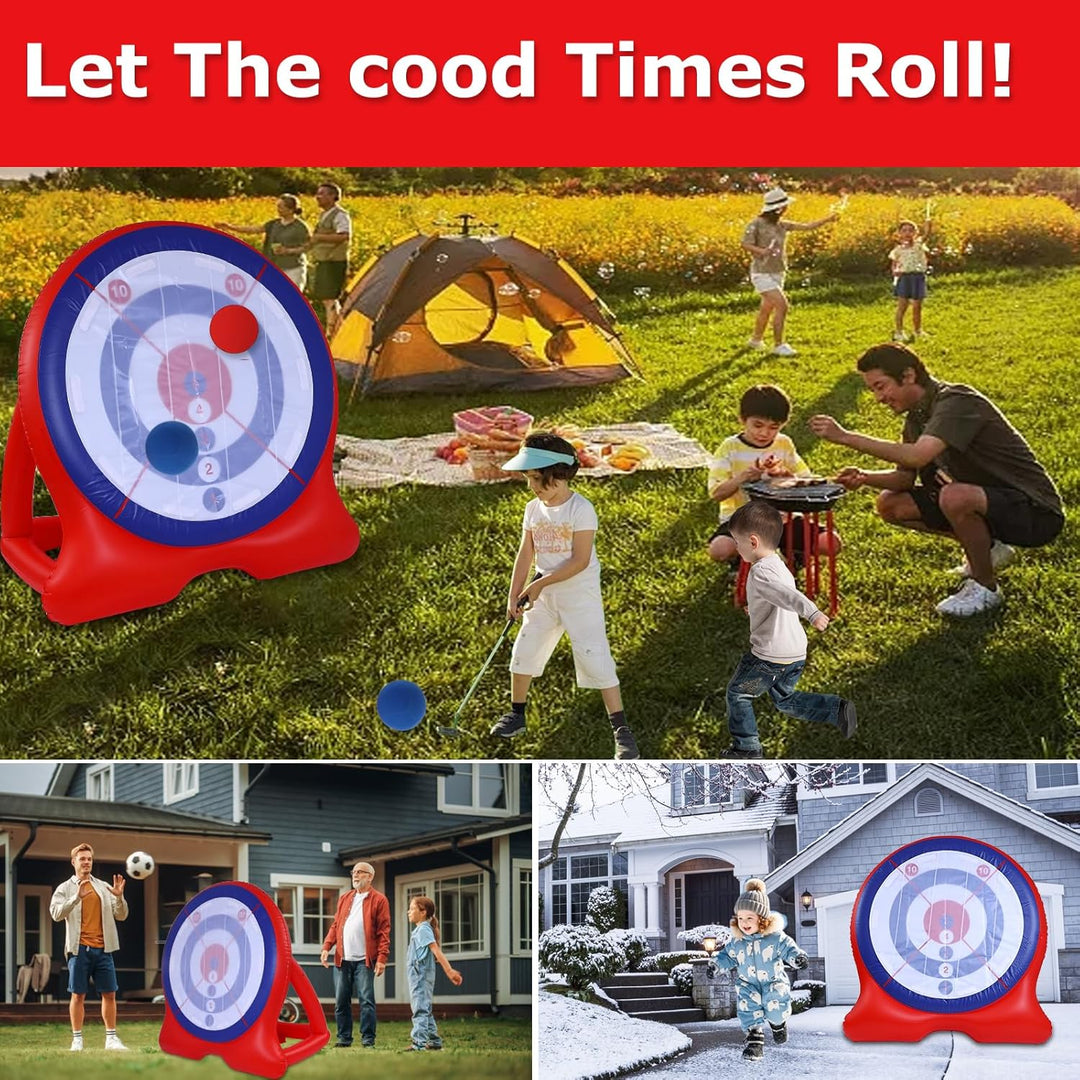 6-Foot Giant Inflatable Dartboard (Includes Air Pump), 6 Axe Darts, and 2 Soccer Balls; Large Carnival Games, Backyard Games, Giant Outdoor Games, and Inflatable Games