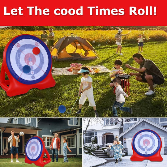 6-Foot Giant Inflatable Dartboard (Includes Air Pump), 6 Axe Darts, and 2 Soccer Balls; Large Carnival Games, Backyard Games, Giant Outdoor Games, and Inflatable Games