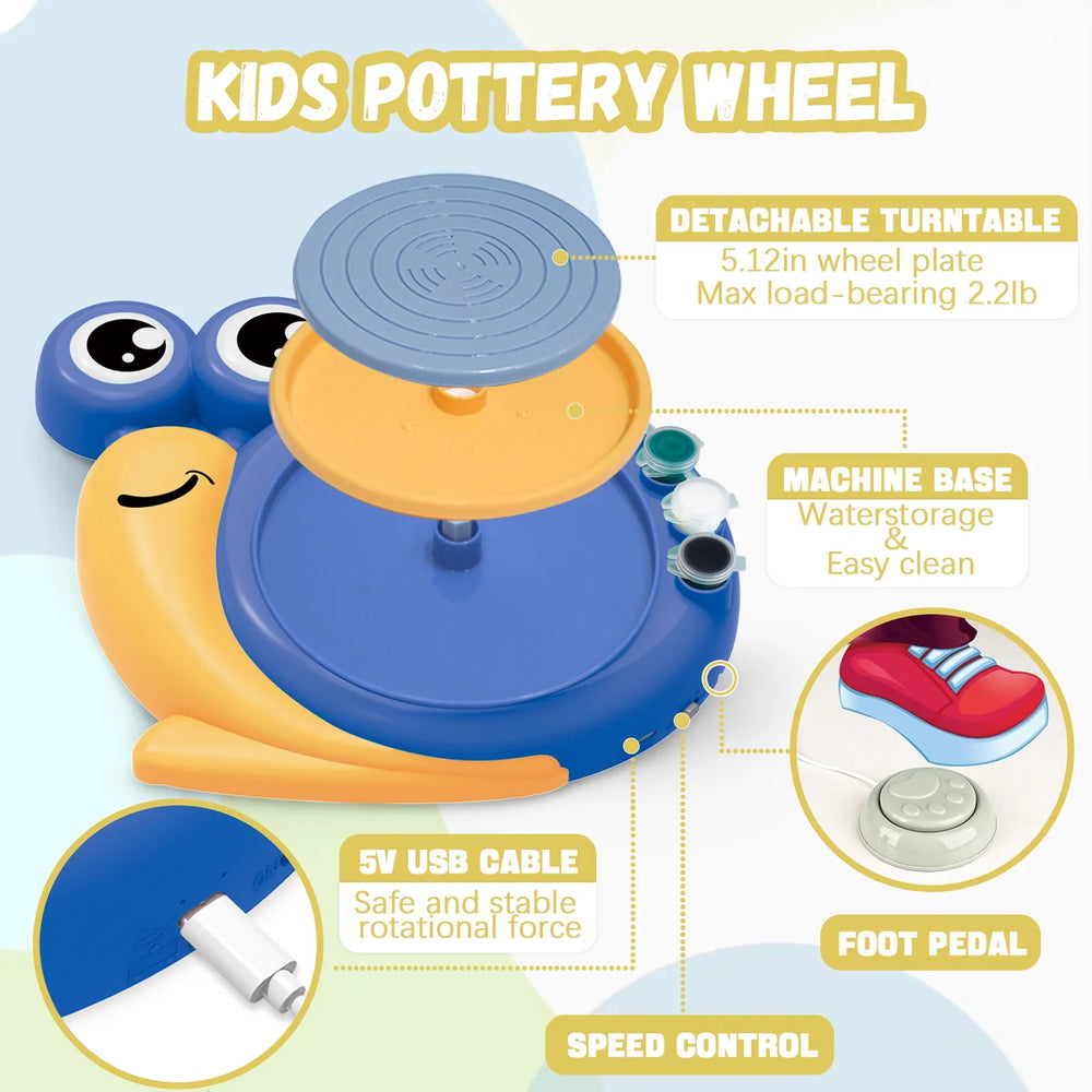 Pottery Wheel for Kids, Complete Pottery Kit for Beginners Girls Boy Toy, Arts and Crafts for Kids Ages 8-12, Clay Kit with Sculpting Tools, Ideal Birthday Halloween Toys