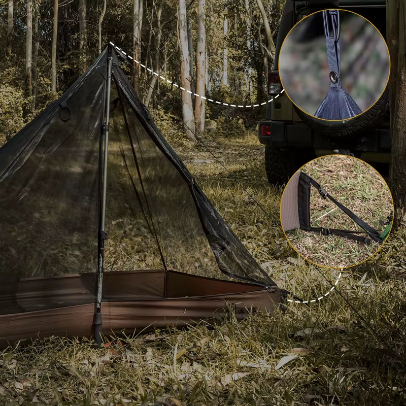 1-Person Mesh Inner Tent Camping Shelter with Waterproofed Tent Bathtub Floor for Tents Tarps Backpacking Hiking