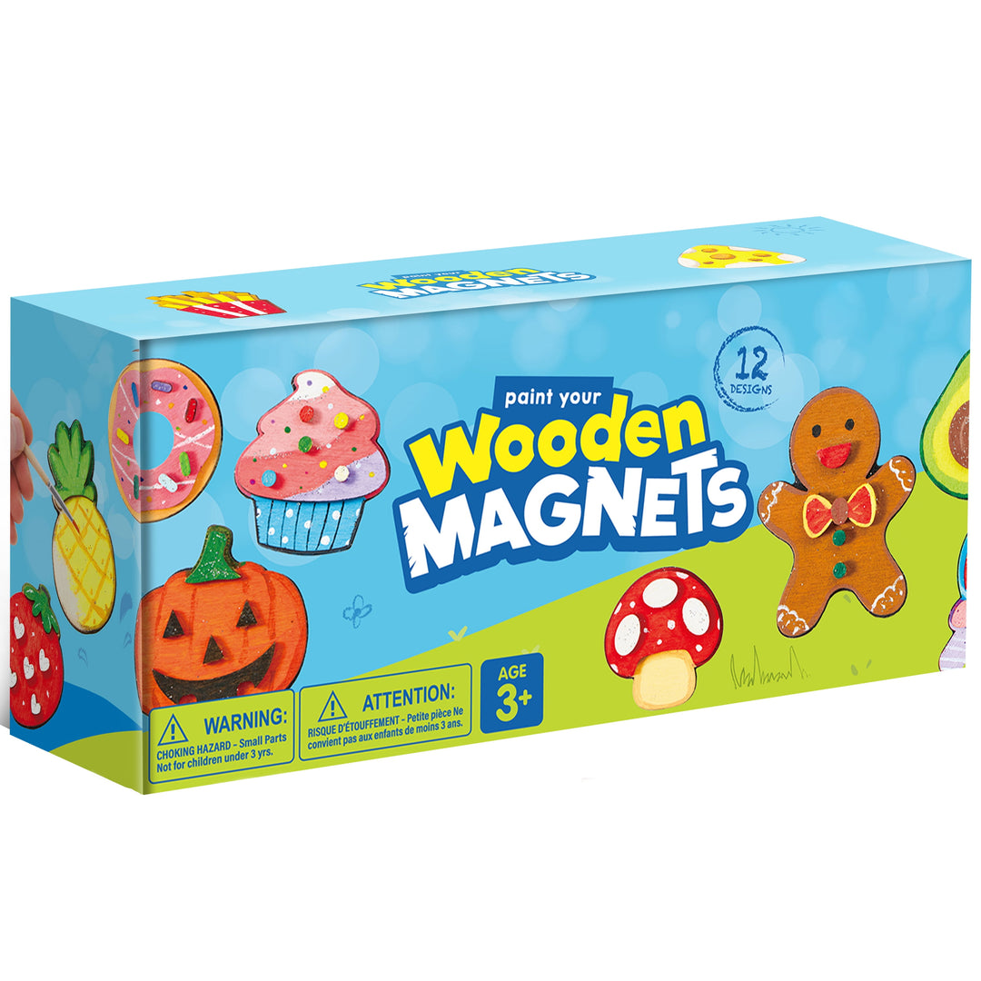12 Pcs Food Wooden Magnets Painting Art &amp; Craft Kits for Boy Girl Aged 3+