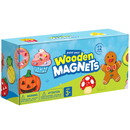 12 Pcs Food Wooden Magnets Painting Art &amp; Craft Kits for Boy Girl Aged 3+
