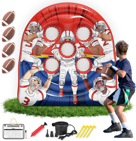 6FT Giant Inflatable Football Target Toss Game - Fun Indoor &amp; Outdoor Yard Games for Kids &amp; Adults, Football Party Throwing Games, Carnival Games, Camping &amp; Tailgate Lawn Activities