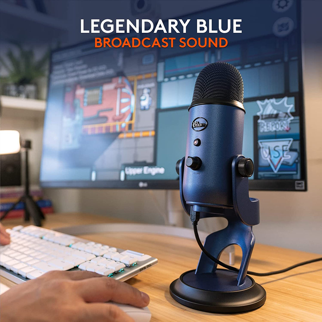 Logitech Creators Blue Yeti USB Microphone for Gaming, Streaming, Podcast, Youtube, Discord, PC, Studio Sound, Plug &amp; Play-Midnight Blue