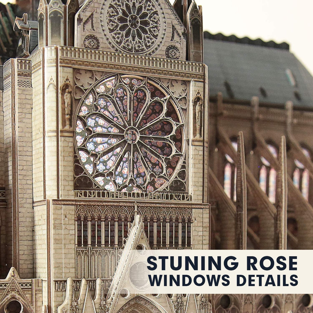Cubicfun 3D Puzzle for Adults Moveable Notre Dame De Paris Church Model Kits Large Challenge French Cathedral Brain Teaser Architecture Building, 293 Pieces Christmas Decorations
