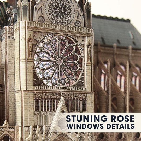 Cubicfun 3D Puzzle for Adults Moveable Notre Dame De Paris Church Model Kits Large Challenge French Cathedral Brain Teaser Architecture Building, 293 Pieces Christmas Decorations