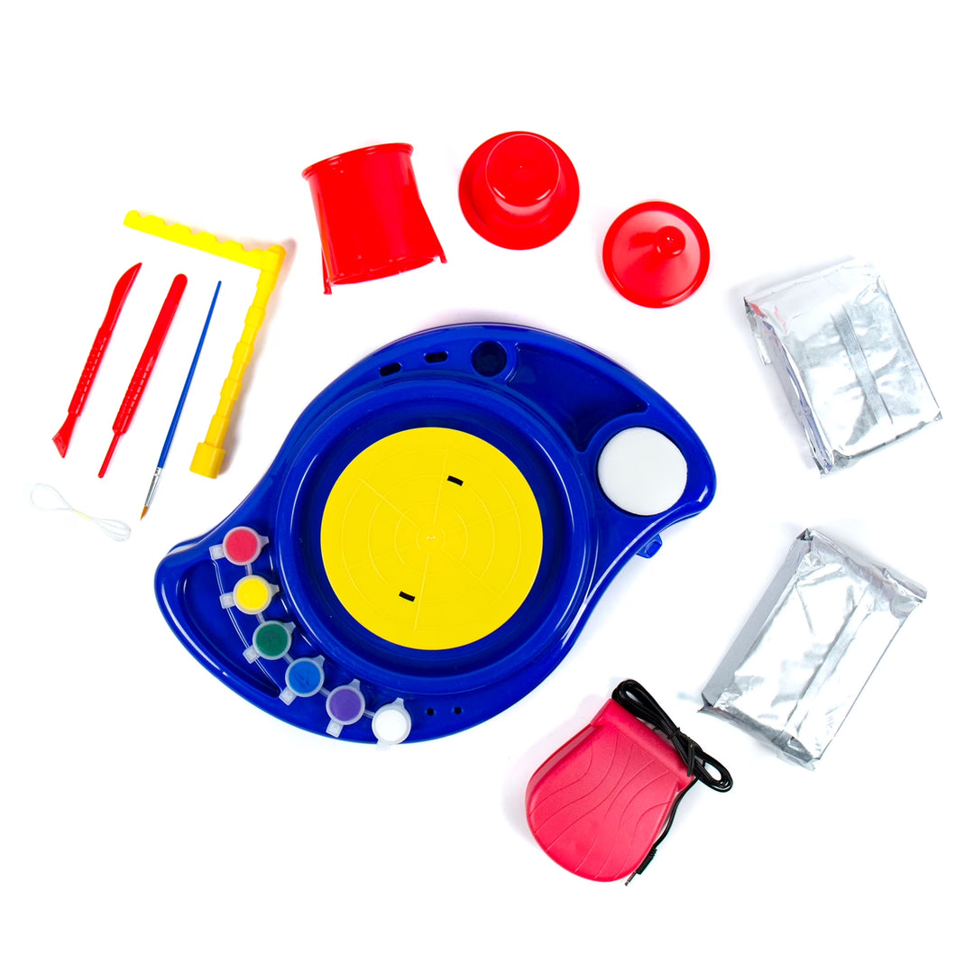 My Very Own Toy Pottery Wheel Kit with Terracotta Clay, Kids Pottery Craft Set, Ages 6+, Holiday Gift for Creative Play