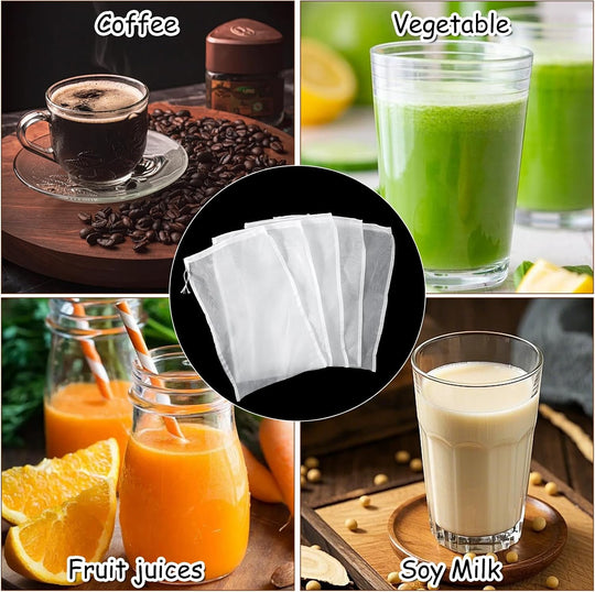 5 Pcs Nylon Brew Bags, Fine Mesh Brewing Bag Reusable Cold Brew Bags, 7.9 X 11.8 Inch Straining Bag for Beer, Wine, Cider