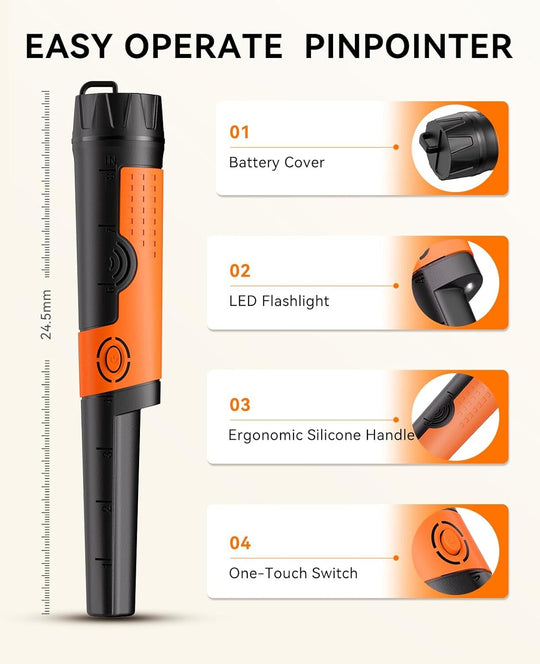 Metal Detector Pinpointer for Adults &amp; Kids - Waterproof Handheld Pin Pointer Wa
