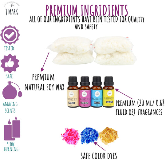 DIY Candle Making Kit for Adults ‚ 66 Pcs All Inclusive with 4 Decorative Candle Tins, 10 Tealight Candle Tins, Soy Wax, Dye, Fragrance Oils, Cotton Wicks, Melting Pot, Wick Holder ‚Äìart &amp; Crafts