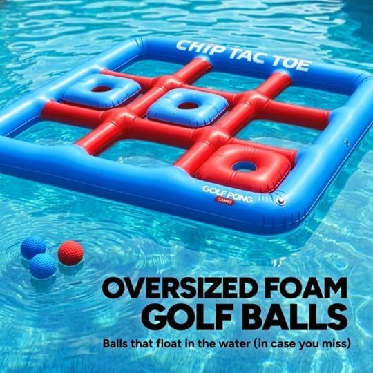 Golf Pong Chip Tac Toe Floating Pool Game - 4FT Inflatable Tic Tac Toe Pool Toy for Adults &amp; Teens, Outdoor Games, Pool Party Games, Backyard Games &amp; Yard Games (Club Included)