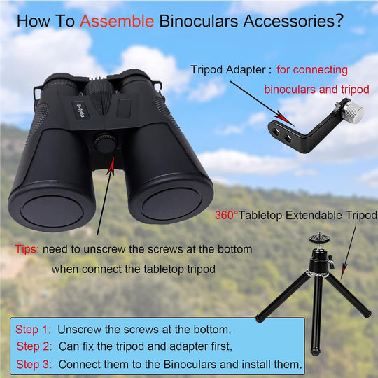 12X42 HD Binoculars for Adults High Powered with Phone Adapter Tripod | Bird Watching Binoculars Compact BAK4 Prism FMC Lens Waterproof Low Light Vision Binoculars for Cruise Ship,Hunting,Hiking