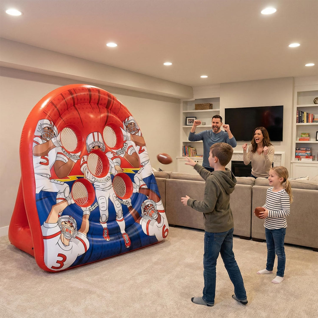 6FT Giant Inflatable Football Target Toss Game - Fun Indoor &amp; Outdoor Yard Games for Kids &amp; Adults, Football Party Throwing Games, Carnival Games, Camping &amp; Tailgate Lawn Activities