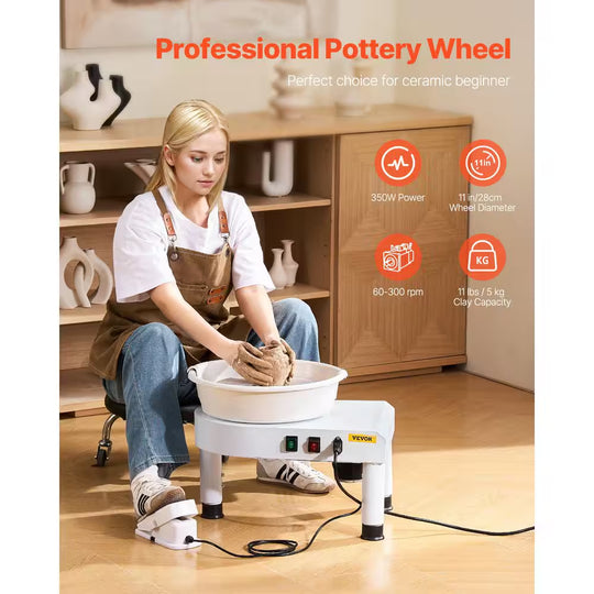 Pottery Wheel 11 In. Ceramic Wheel Forming Machine Manual Adjustable 0-7.8 In. Lift Leg Sculpting Tool Accessory Kit
