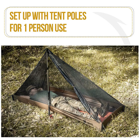 1-Person Mesh Inner Tent Camping Shelter with Waterproofed Tent Bathtub Floor for Tents Tarps Backpacking Hiking
