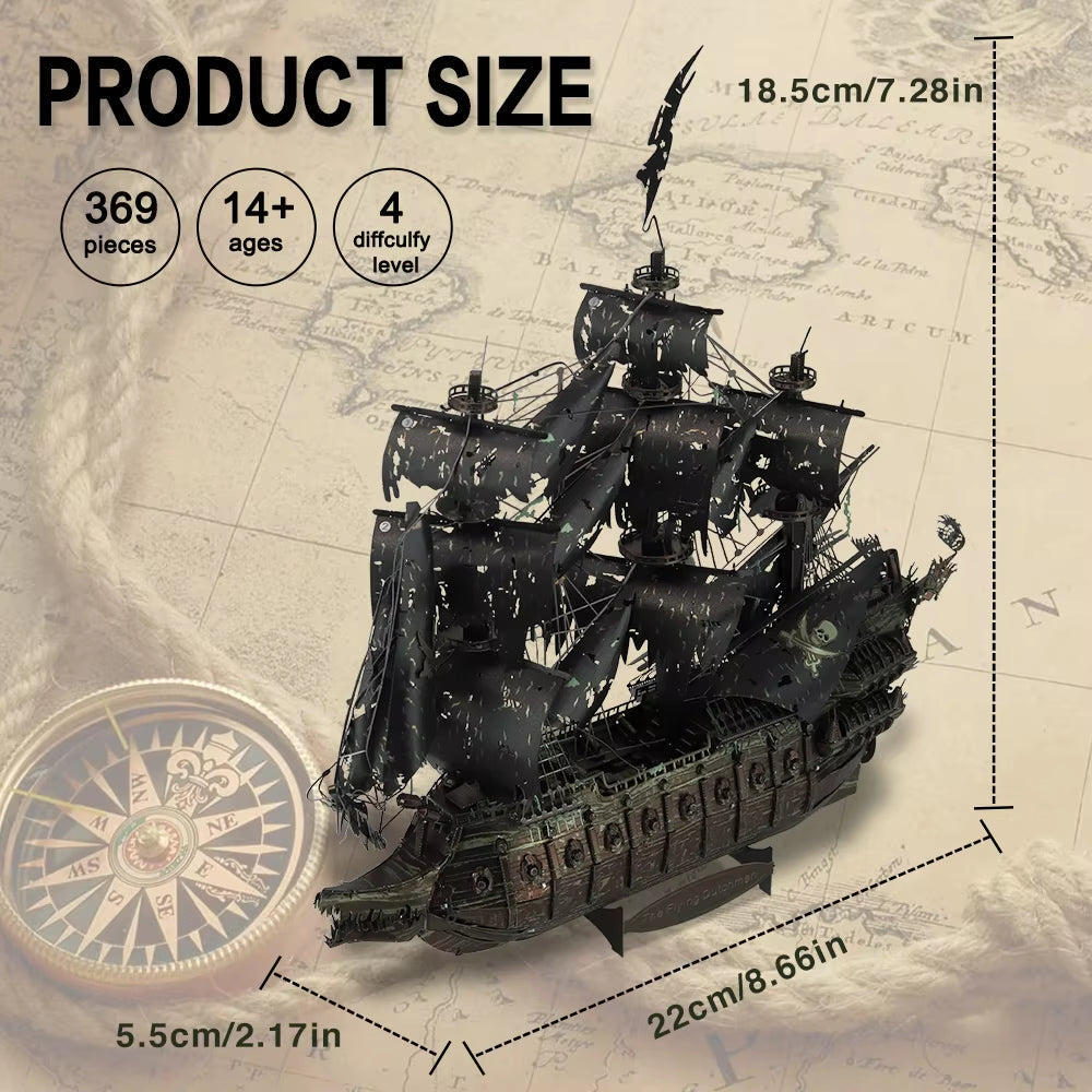 3D Metal Puzzle the Flying Dutchman Model Building Blocks Pirate Ship Jigsaw for Teens Brain Teaser DIY Toys