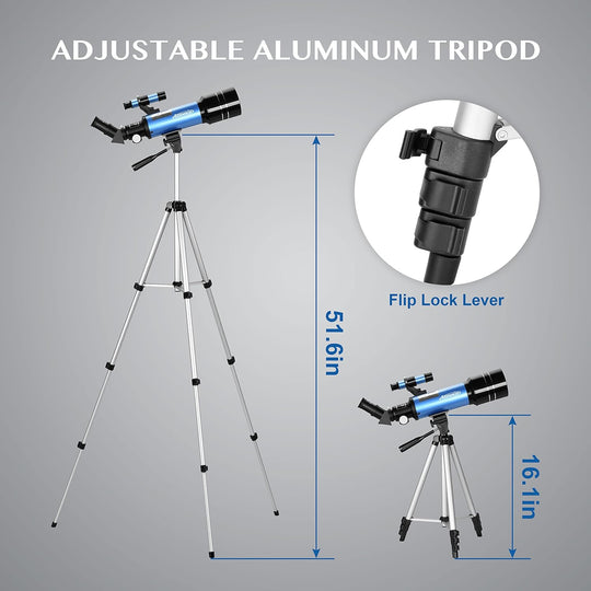 AOMEKIE 40070 Telescopes for Astronomy Beginners and Adults 70Mm Astronomical Telescopes with Adjustable Tripod K6 and K25 Eyepieces,Phone Adapter