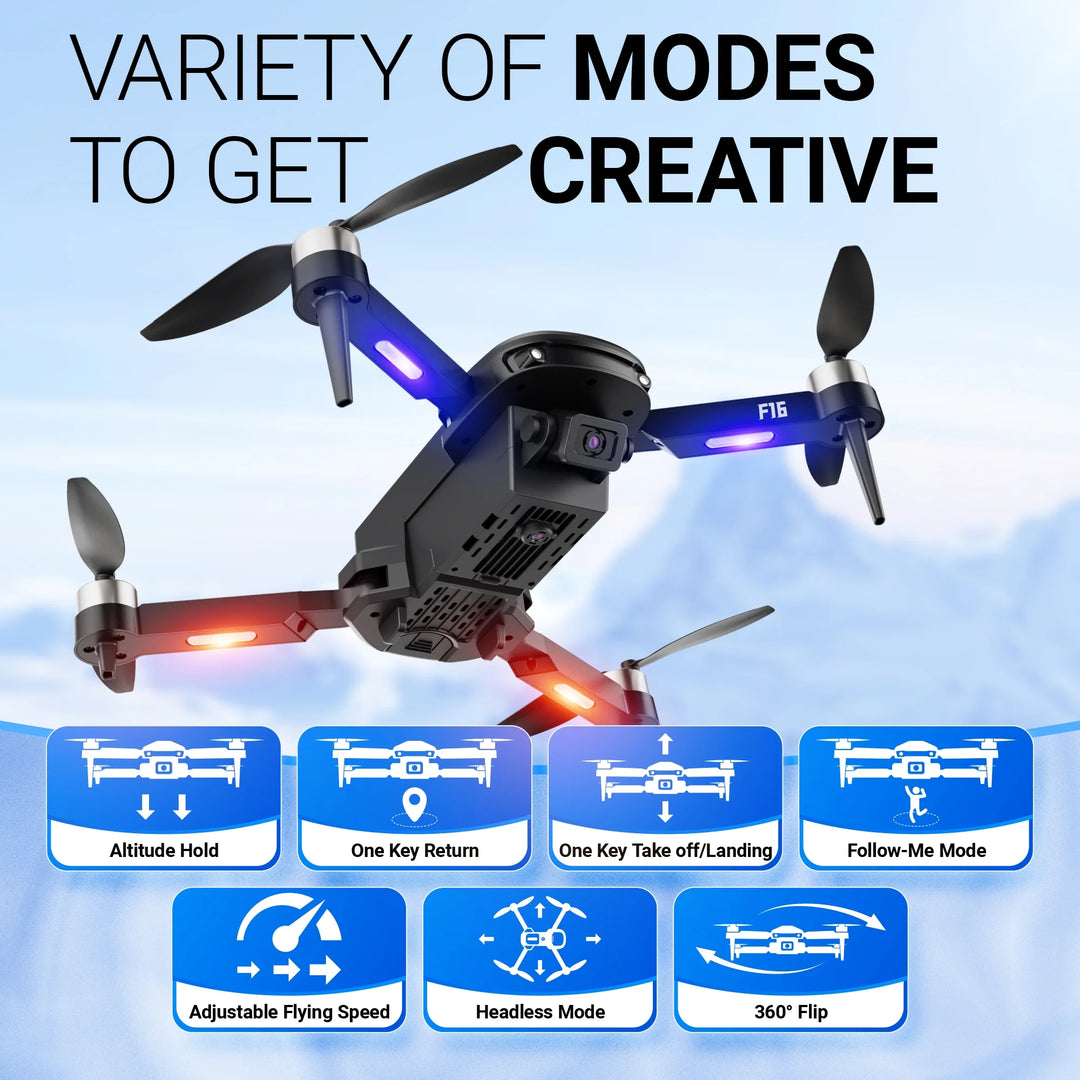 F16 Stunt Drones for Adults and Kids with 1080P Camera &amp; Brushless Motor, 17-Minute Flight Time, Graphite