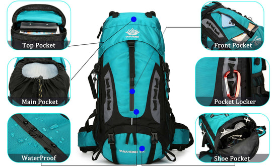 60L Travel Hiking Camping Backpack with Rain Cover,Backpack Water Resistant,Traveling Backpack for Men Women