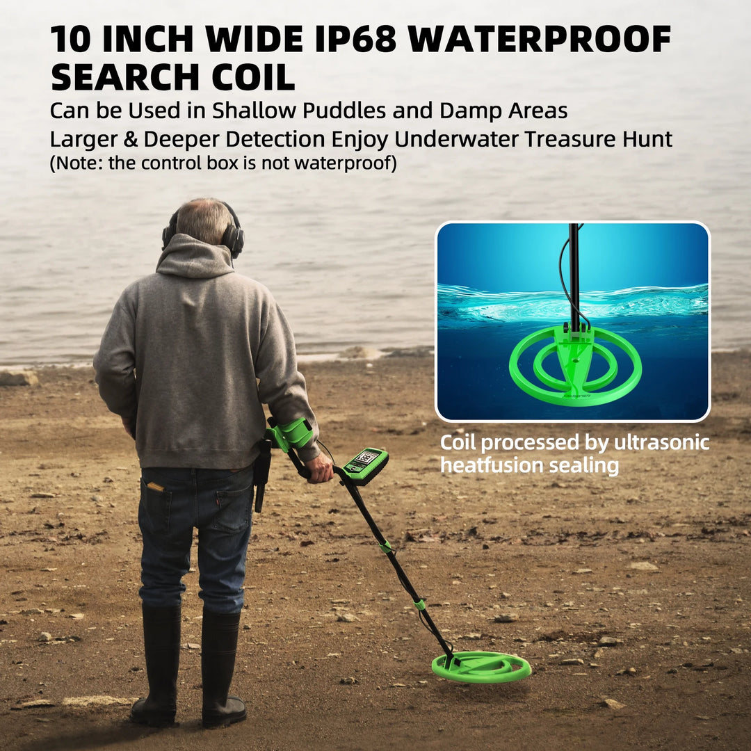 Metal Detector for Adults and Kids Rechargeable, Professional Gold and Silver Detector with LCD Display, High Accuracy Waterproof Pinpoint 5 Modes, Advanced DSP Chip 10" Coil, GC1030