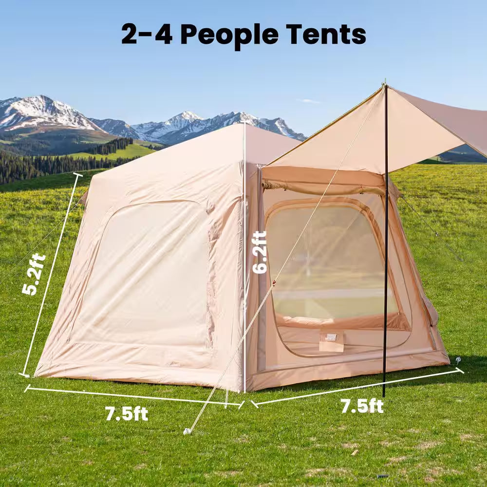 Inflatable Tents for Camping 2-4 Person Blow up Tent with Hand Pump Waterproof Oxford Air Glamping Tents for Camping