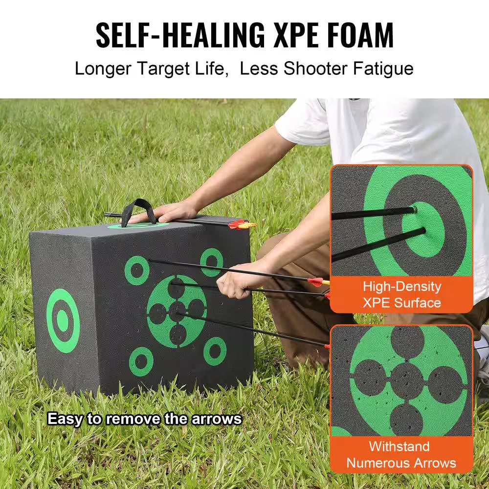 Archery Target, 16 X 18 In. All-Side Shotting Archery Arrow Target, Outdoor Portable Archery Target with Handle, Black