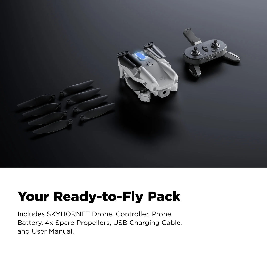 Skyhornet Foldable RC Drone with 720P HD Camera, Wifi FPV Live Video, 3 Speed Modes, Auto Takeoff &amp; Landing, 11 Minutes Flight Time, Remote Control Quadcopter Toy for Kids &amp; Beginners, White