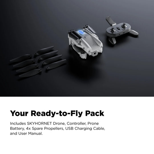 Skyhornet Foldable RC Drone with 720P HD Camera, Wifi FPV Live Video, 3 Speed Modes, Auto Takeoff &amp; Landing, 11 Minutes Flight Time, Remote Control Quadcopter Toy for Kids &amp; Beginners, White