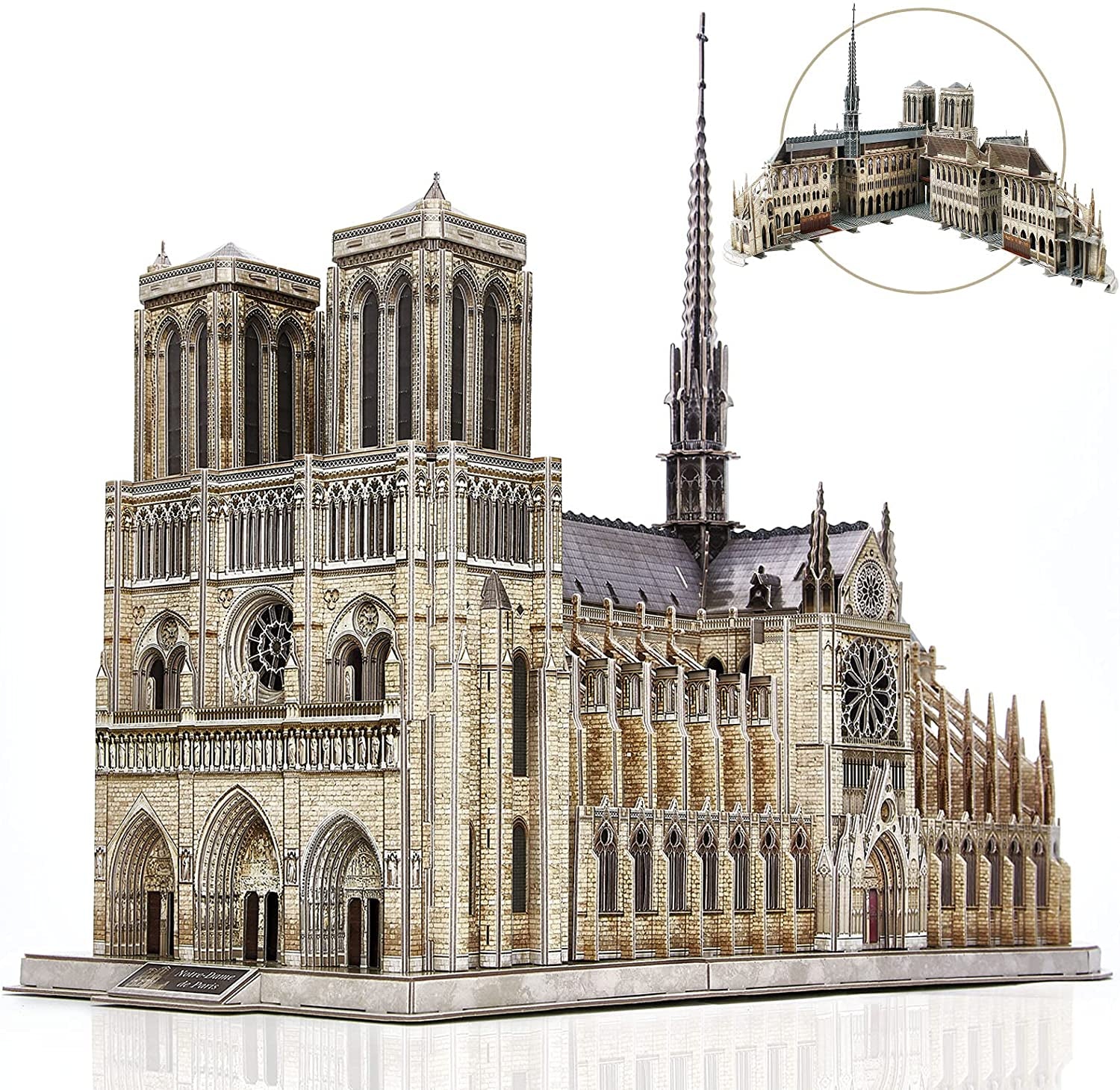 Cubicfun 3D Puzzle for Adults Moveable Notre Dame De Paris Church Model Kits Large Challenge French Cathedral Brain Teaser Architecture Building, 293 Pieces Christmas Decorations