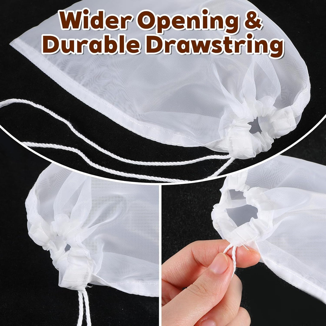 5 Pcs Nylon Brew Bags, Fine Mesh Brewing Bag Reusable Cold Brew Bags, 7.9 X 11.8 Inch Straining Bag for Beer, Wine, Cider