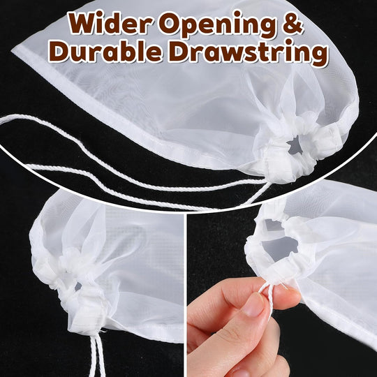 5 Pcs Nylon Brew Bags, Fine Mesh Brewing Bag Reusable Cold Brew Bags, 7.9 X 11.8 Inch Straining Bag for Beer, Wine, Cider