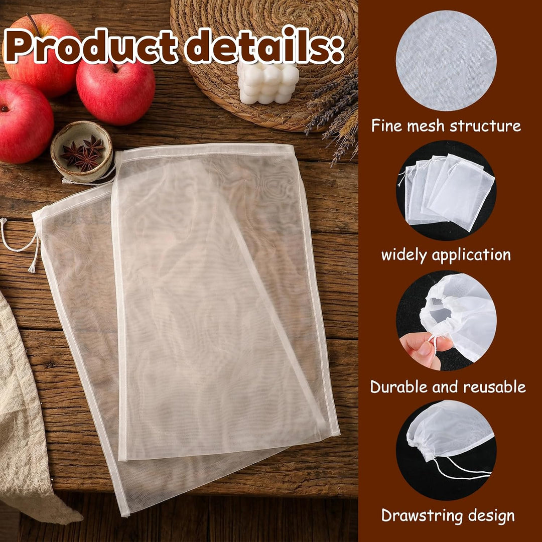 5 Pcs Nylon Brew Bags, Fine Mesh Brewing Bag Reusable Cold Brew Bags, 7.9 X 11.8 Inch Straining Bag for Beer, Wine, Cider