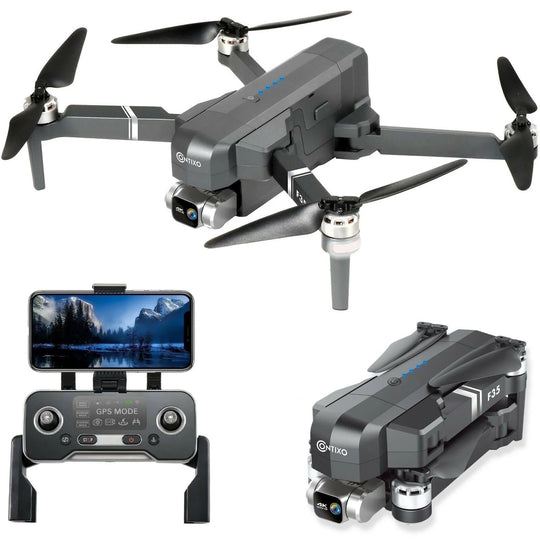 F35 GPS Drones for Adults with Camera, 4K Drone with 2-Axis Gimbal, Brushless Motor, Includes Carrying Case, Gray