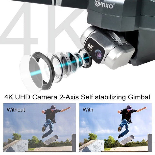 F35 GPS Drones for Adults with Camera, 4K Drone with 2-Axis Gimbal, Brushless Motor, Includes Carrying Case, Gray