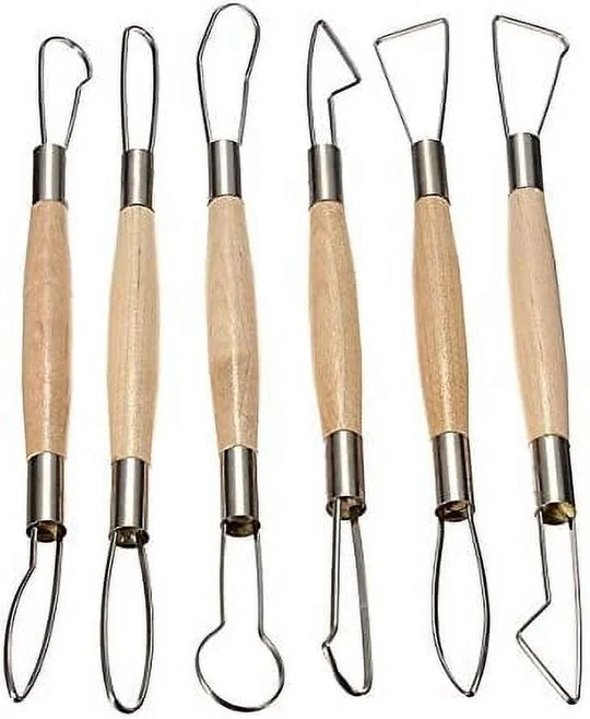 COMIART 6Pcs Double-Sided Ribbon Cutter Wire End Tool for Pottery Clay Sculpting Modelling Beginner Friendly Ceramics Hobby