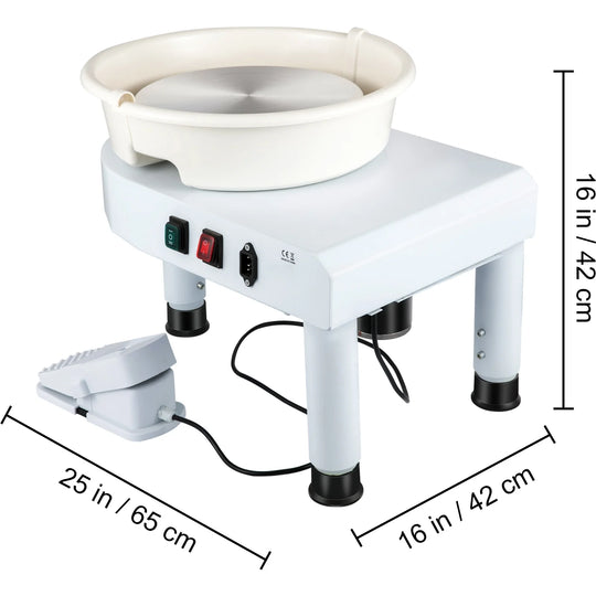 Pottery Wheel, 11" Ceramic Wheel Shaper, 0-300RPM Speed ​​Manually Adjustable 0-7.8" Lift Legs, Foot Pedal Removable Basin, Carving Tools Accessories Kit for Crafts DIY