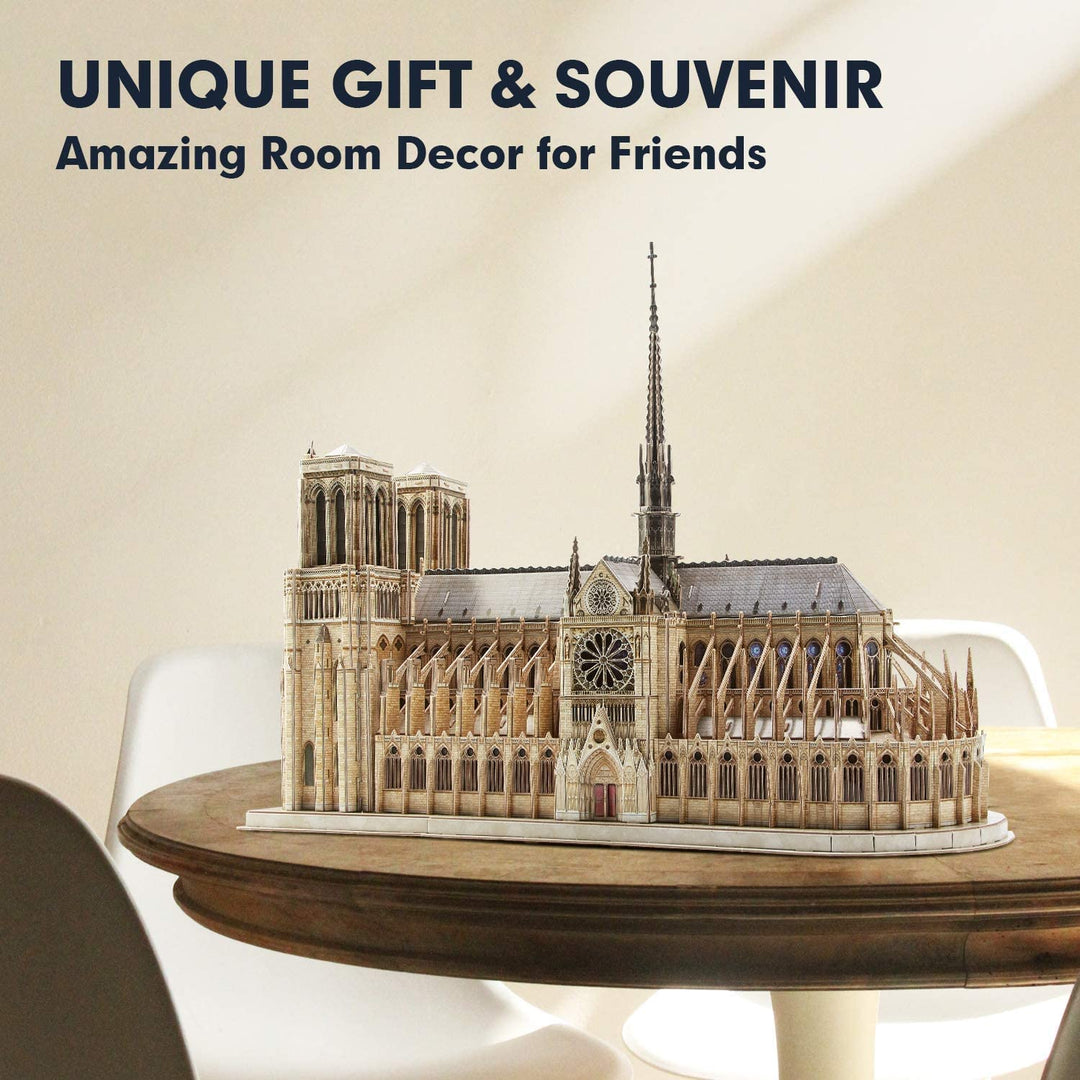 Cubicfun 3D Puzzle for Adults Moveable Notre Dame De Paris Church Model Kits Large Challenge French Cathedral Brain Teaser Architecture Building, 293 Pieces Christmas Decorations