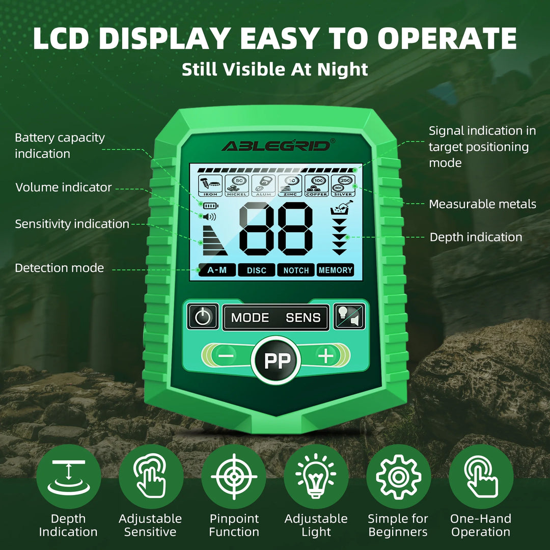 Metal Detector for Adults and Kids Rechargeable, Professional Gold and Silver Detector with LCD Display, High Accuracy Waterproof Pinpoint 5 Modes, Advanced DSP Chip 10" Coil, GC1030