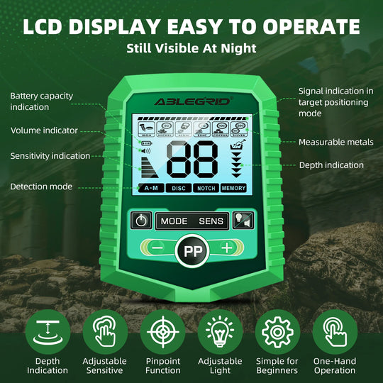 Metal Detector for Adults and Kids Rechargeable, Professional Gold and Silver Detector with LCD Display, High Accuracy Waterproof Pinpoint 5 Modes, Advanced DSP Chip 10" Coil, GC1030