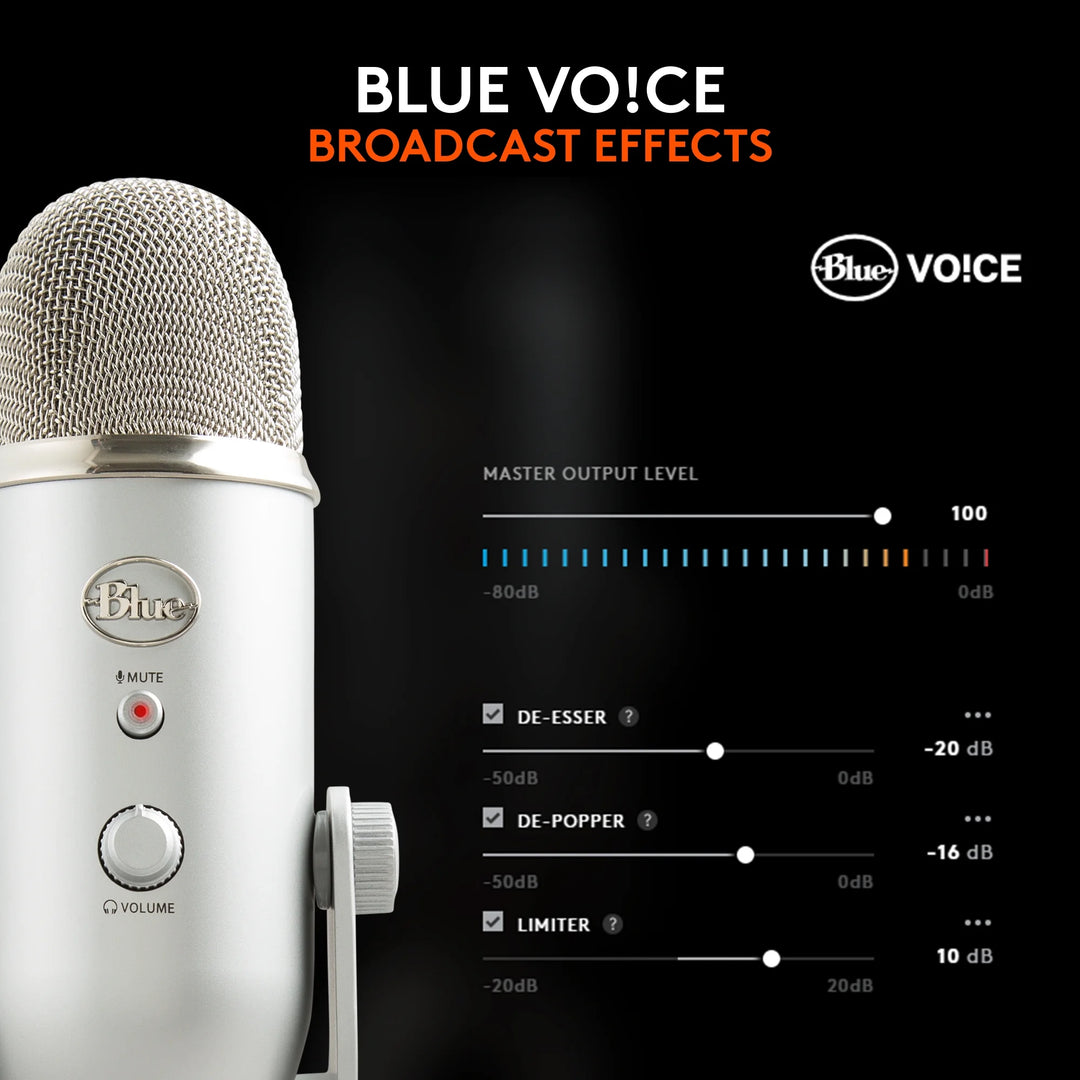 Blue Yeti USB Microphone for PC, Mac, Gaming, Recording, Streaming, Podcasting, Plug and Play, Silver