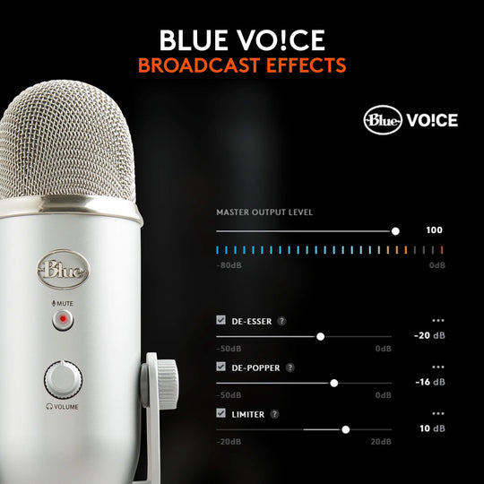 Blue Yeti USB Microphone for PC, Mac, Gaming, Recording, Streaming, Podcasting, Plug and Play, Silver