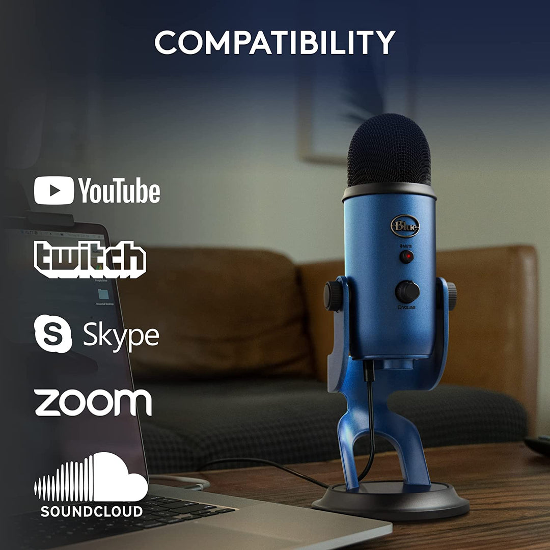 Logitech Creators Blue Yeti USB Microphone for Gaming, Streaming, Podcast, Youtube, Discord, PC, Studio Sound, Plug &amp; Play-Midnight Blue